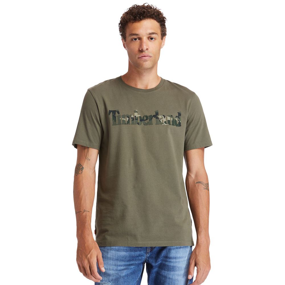 Timberland Μπλουζάκια Ανδρικα Ελιά - Kennebec River Camo-Logo - Greece 4792863-RW